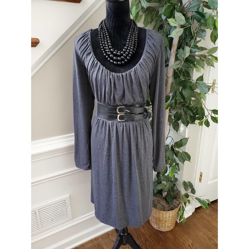 Hypnotik Women's Gray Polyester Scoop Neck Long Sleeve Knee Length Dress Size 2X
